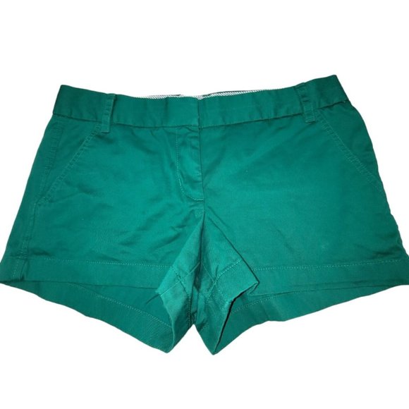 J Crew Women’s Chino Broken-In Shorts Mid-Rise Green Cotton Size 10 - Picture 1 of 6